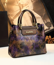 Boutique Gradient Purple Embossed Durable Faux Leather Tote Handbag