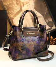 Boutique Gradient Purple Embossed Durable Faux Leather Tote Handbag