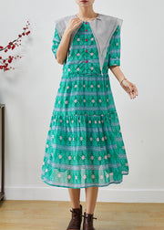 Boutique Green Double-layer Print Chiffon Dress Summer