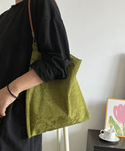 Boutique Green Jacquard Silk Vintage Satchel Handbag