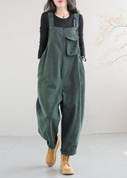 Boutique Green Pockets Patchwork Cotton Overalls Jumpsuit Spring