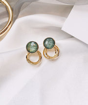 Boutique Green Sterling Silver Crystal Round Hoop Earrings