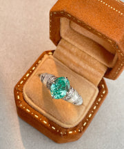 Boutique Green Sterling Silver Inlaid Gem Stone Zircon Rings