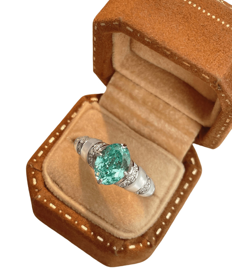 Boutique Green Sterling Silver Inlaid Gem Stone Zircon Rings