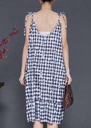 Boutique Grey Plaid Cotton Spaghetti Strap Dress Summer