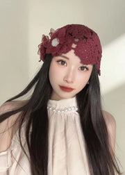 Boutique Handmade Khaki Hollow Out Lace Floral Bonnie Hat