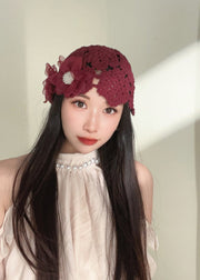 Boutique Handmade Khaki Hollow Out Lace Floral Bonnie Hat