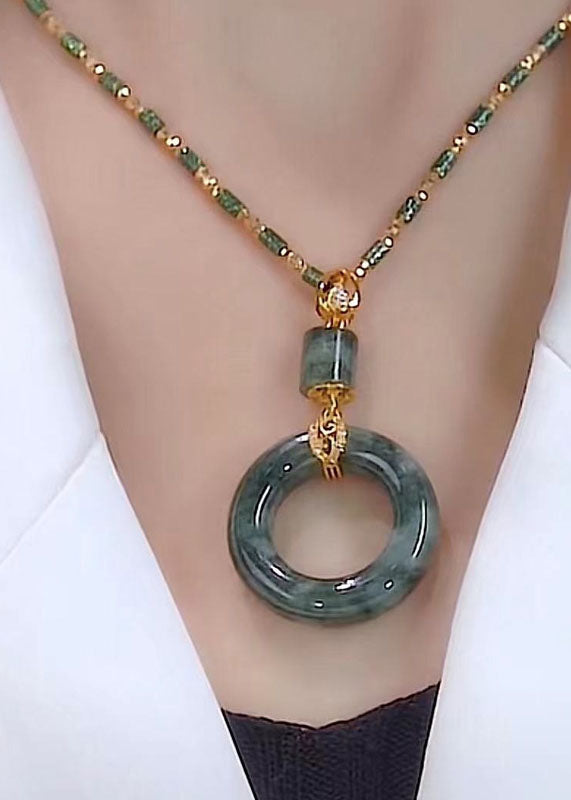 Boutique Jade Agate Bamboo Knot Pendant Necklace