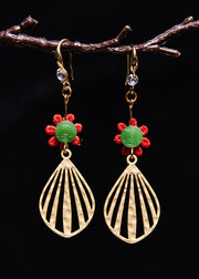 Boutique Jade Gilding Sector Drop Earrings