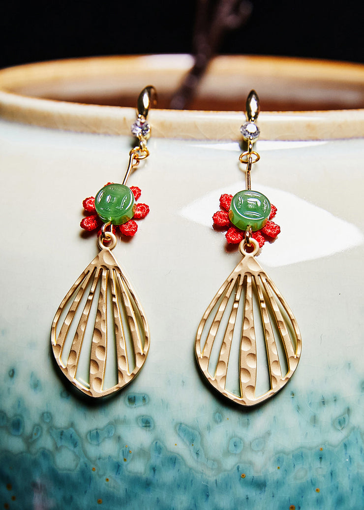 Boutique Jade Gilding Sector Drop Earrings