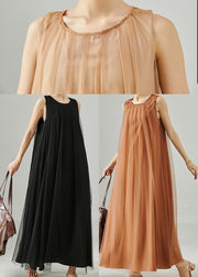 Boutique Khaki Oversized Tulle Long Dresses Summer