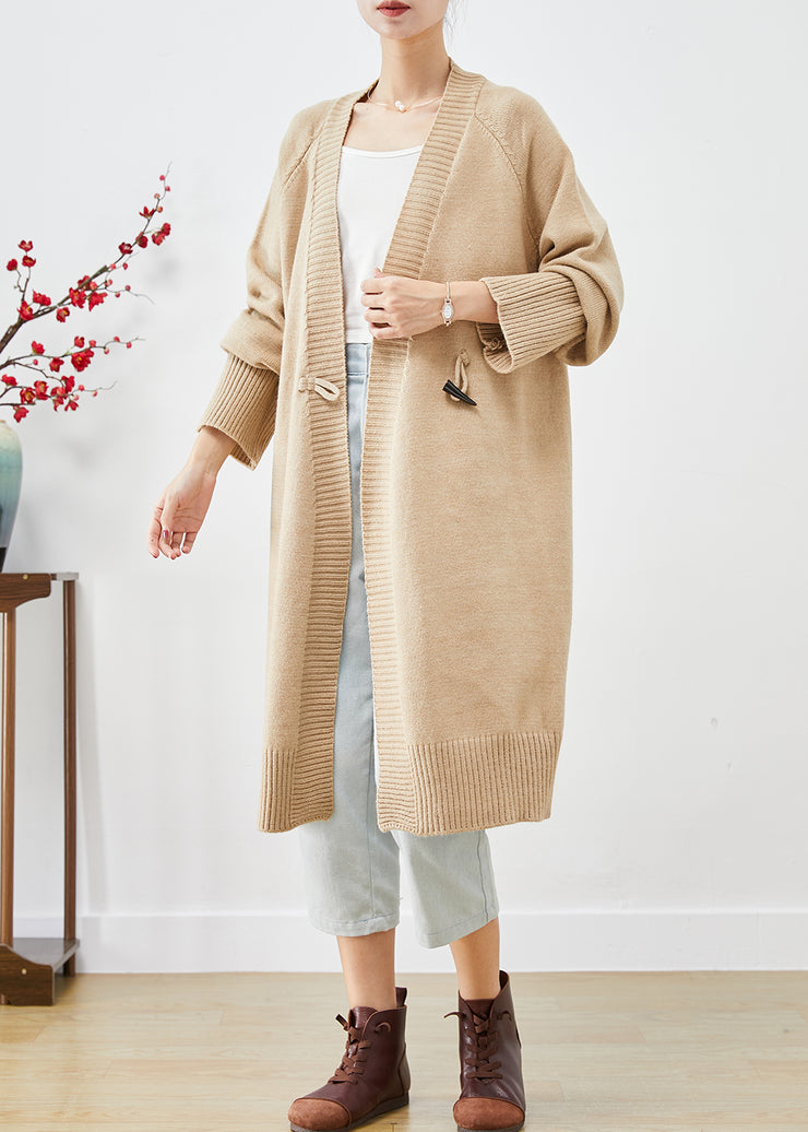 Boutique Khaki Oversized Warm Knit Cardigans Spring