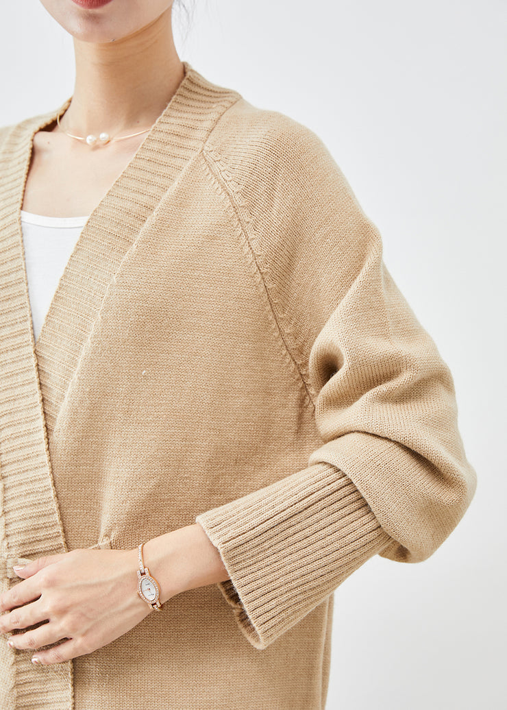 Boutique Khaki Oversized Warm Knit Cardigans Spring