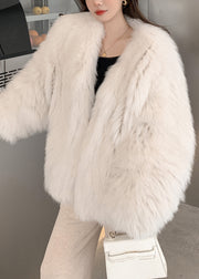 Boutique Mike White V Neck Fox Collar Leather And Fur Coats Spring