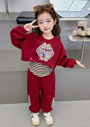 Boutique Mulberry O-Neck Print Girls Sweatshirt And Pants Two Piece Set Spring