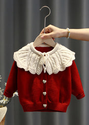 Boutique Mulberry Patchwork Hollow Out Cotton Knit Kids Sweater Winter