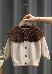 Boutique Mulberry Patchwork Hollow Out Cotton Knit Kids Sweater Spring