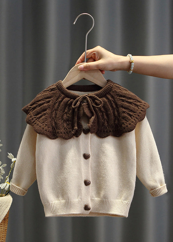 Boutique Mulberry Patchwork Hollow Out Cotton Knit Kids Sweater Spring