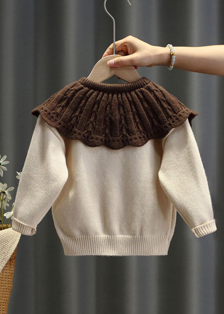 Boutique Mulberry Patchwork Hollow Out Cotton Knit Kids Sweater Spring