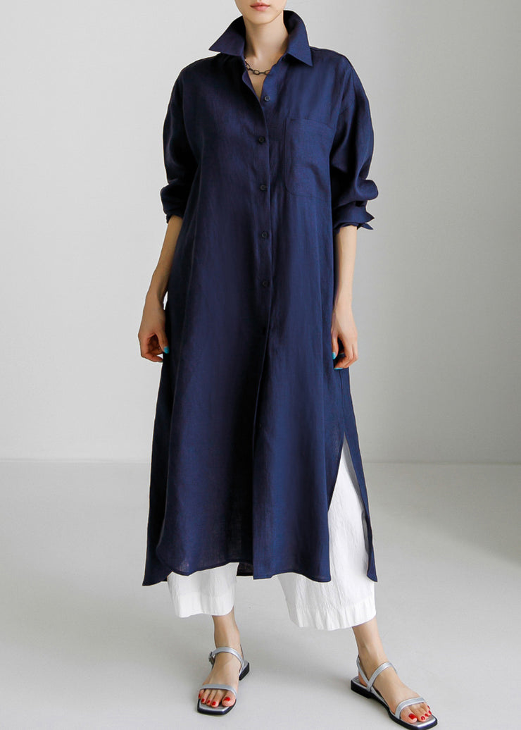 Boutique Navy Peter Pan Collar Cotton Shirts Dresses Spring