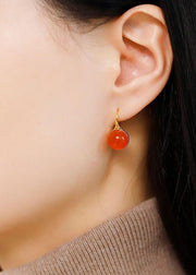 Boutique Orange Agate Silver Drop Earrings