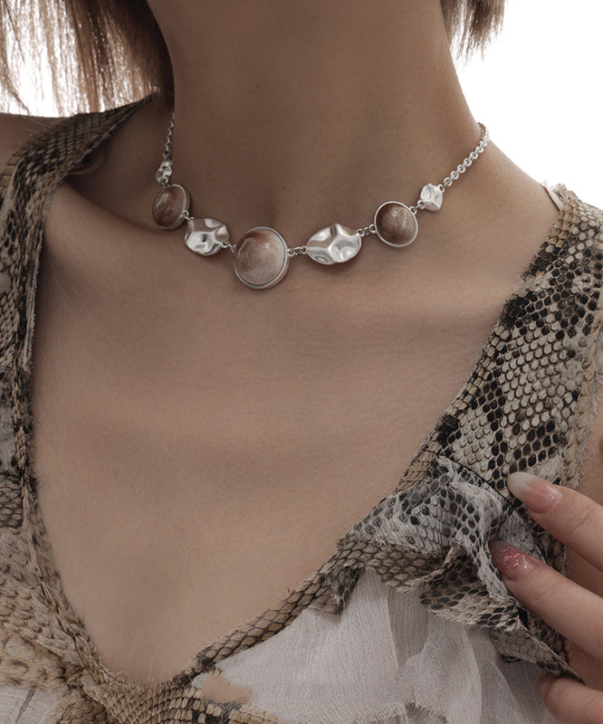 Boutique Original Design Patchwork Silver Clavicle Necklace