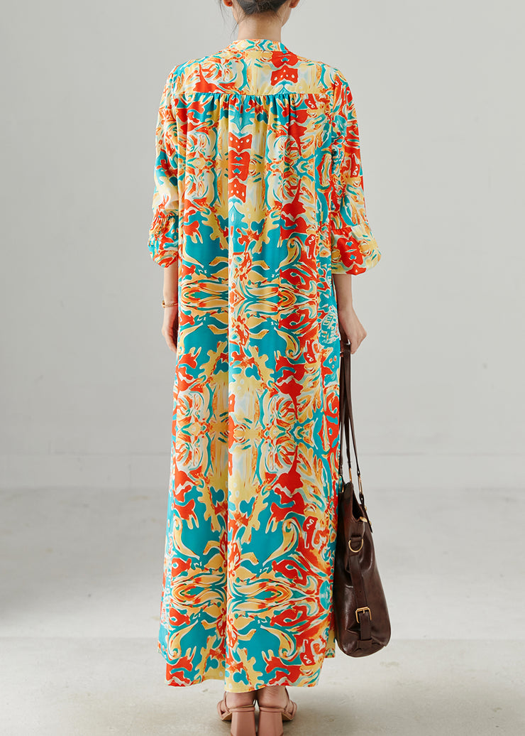 Boutique Oversized Print Chiffon Vacation Dresses Fall