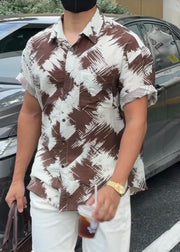 Boutique Peter Pan Collar Print Men Hawaiian Shirts Shirt Summer