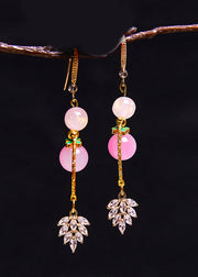 Boutique Pink Beads Zircon Drop Earrings