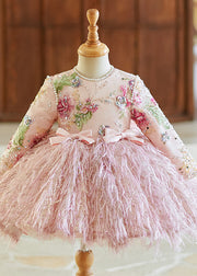 Boutique Pink Embroideried Sequins Kids Maxi Dress Spring