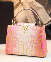 Boutique Pink Gradient Embossed Calf Leather Tote Handbag