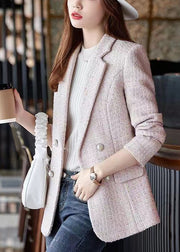 Boutique Pink Notched Woolen Coat Outwear Spring