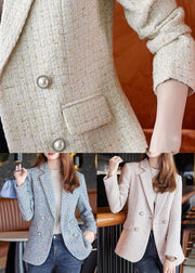 Boutique Pink Notched Woolen Coat Outwear Spring