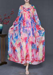 Boutique Pink Oversized Print Chiffon Beach Dresses Spring