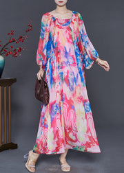 Boutique Pink Oversized Print Chiffon Beach Dresses Spring