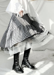 Boutique Plaid Asymmetrical Ruffled Tulle Patchwork Cotton Skirts Summer