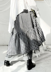 Boutique Plaid Asymmetrical Ruffled Tulle Patchwork Cotton Skirts Summer