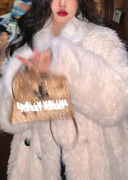 Boutique Plus Size White Fuzzy Fur Fluffy Coat Winter