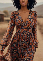 Boutique Print Tunic Chiffon Maxi Dress Spring