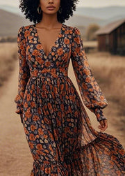 Boutique Print Tunic Chiffon Maxi Dress Spring