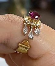 Boutique Purple Alloy Zircon Gem Stone Tassel Rings