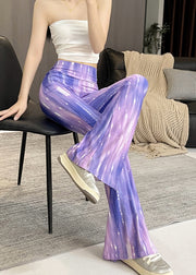 Boutique Purple High Waist Tie Dye Flared Trousers Spring