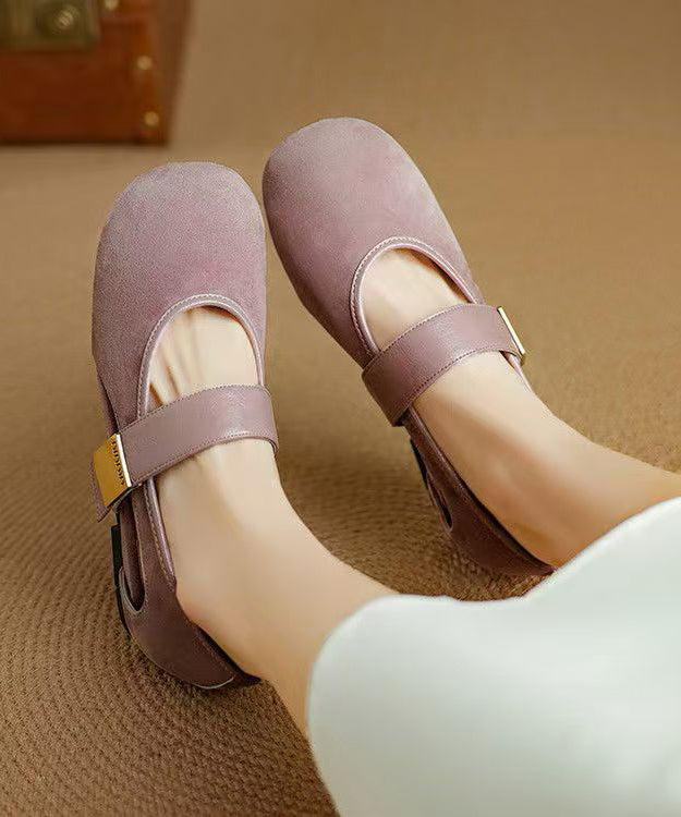 Boutique Purple Hollow Out Buckle Strap Splicing Wedge Shoes