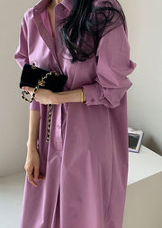 Boutique Purple Peter Pan Collar Patchwork Cotton Shirts Dress Spring