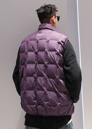 Boutique Purple Stand Collar Duck Down Men Puffers Vest Winter