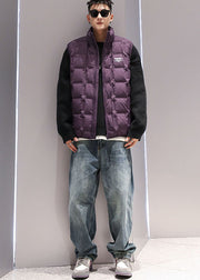 Boutique Purple Stand Collar Duck Down Men Puffers Vest Winter