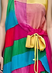 Boutique Rainbow Asymmetrical Patchwork Cotton Dress Summer