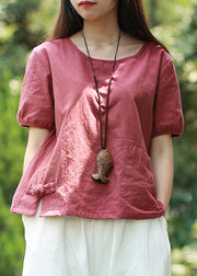 Boutique Red Asymmetrical Patchwork Shirts Summer