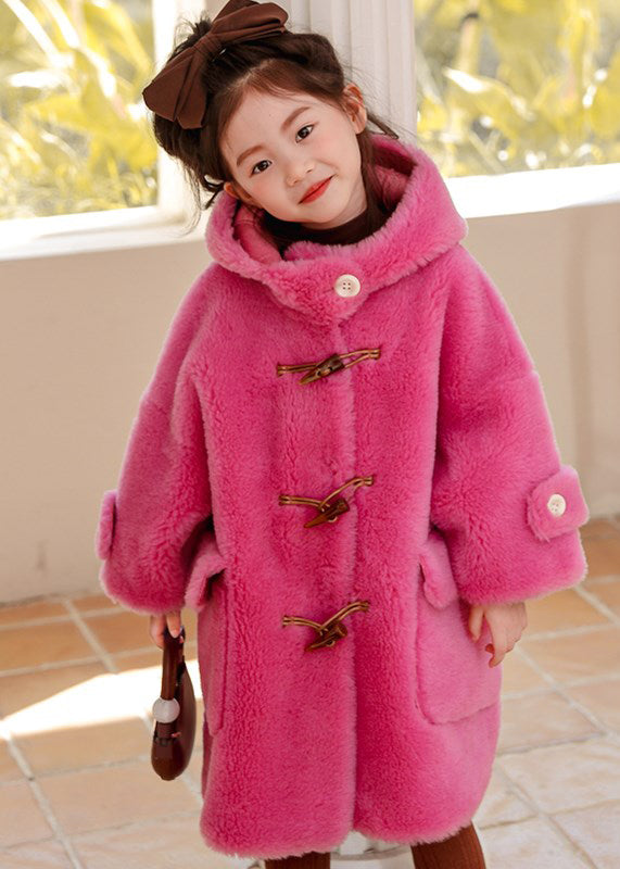 Boutique Rose Patchwork Kids Hoodies Mink Velvet Long Coats Winter