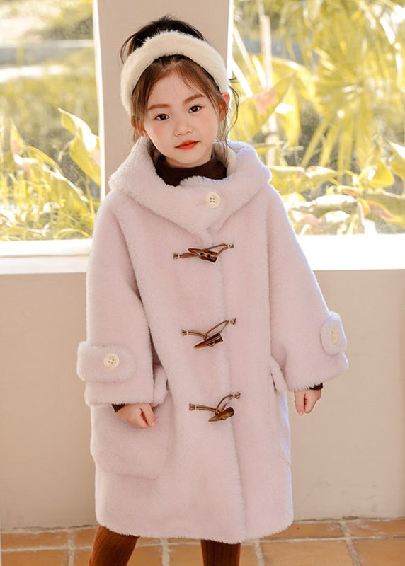 Boutique Rose Patchwork Kids Hoodies Mink Velvet Long Coats Winter